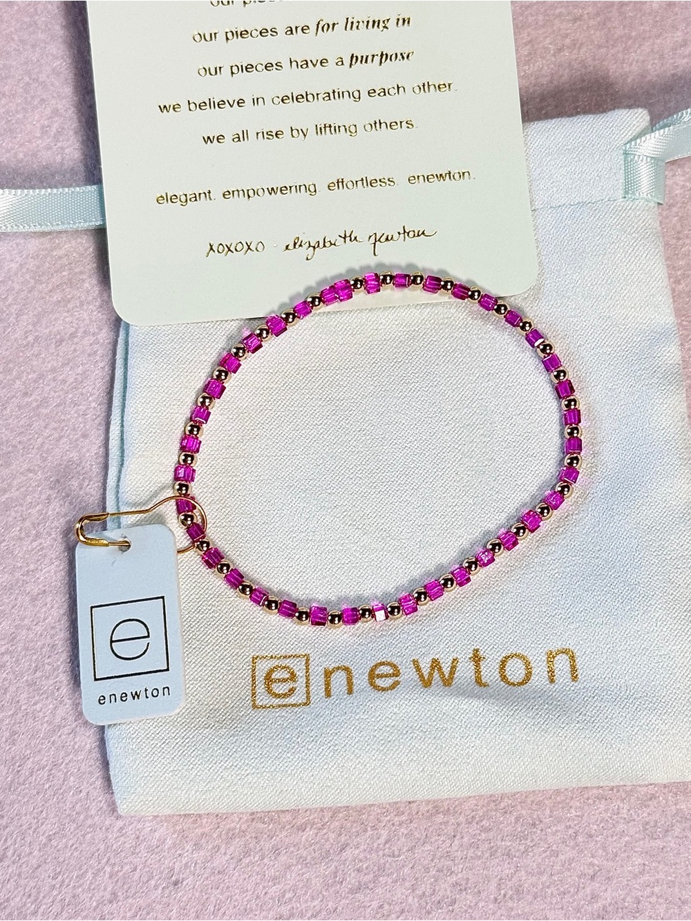 Enewton Vibrant Pink/Fuchsia & Gold Beaded Bracelet New